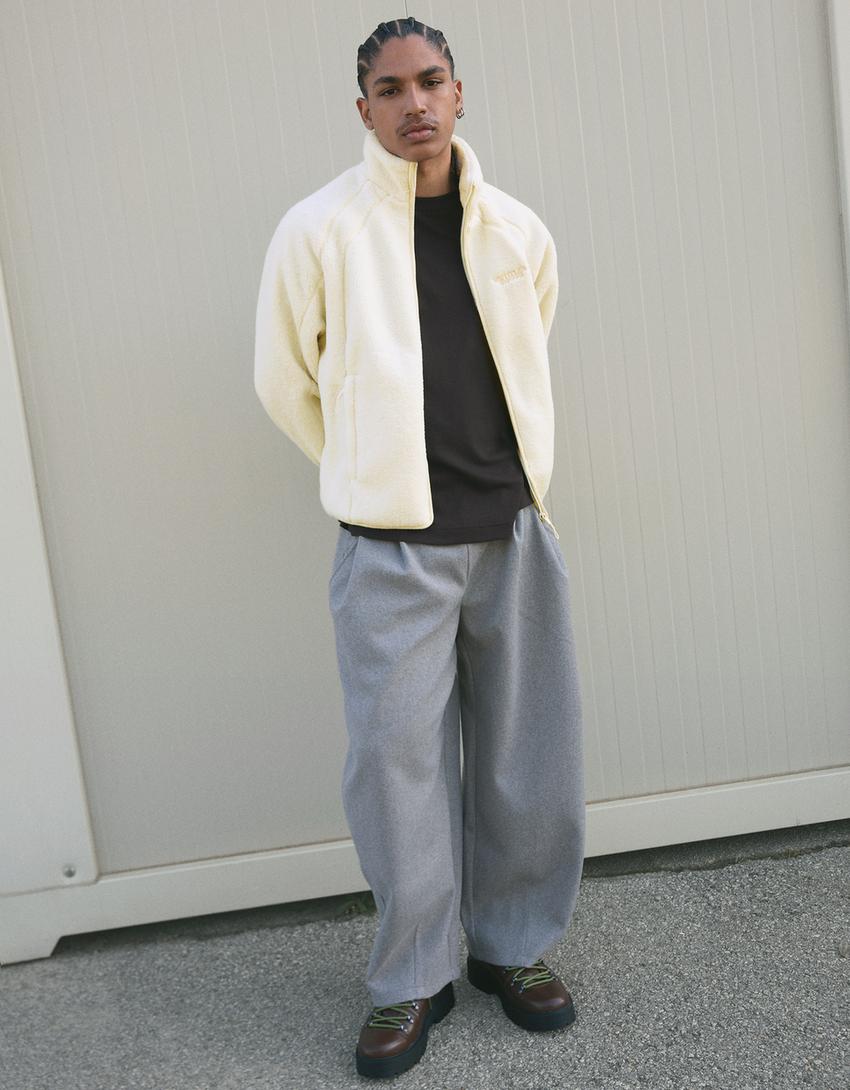 Faux shearling jacket-Cream