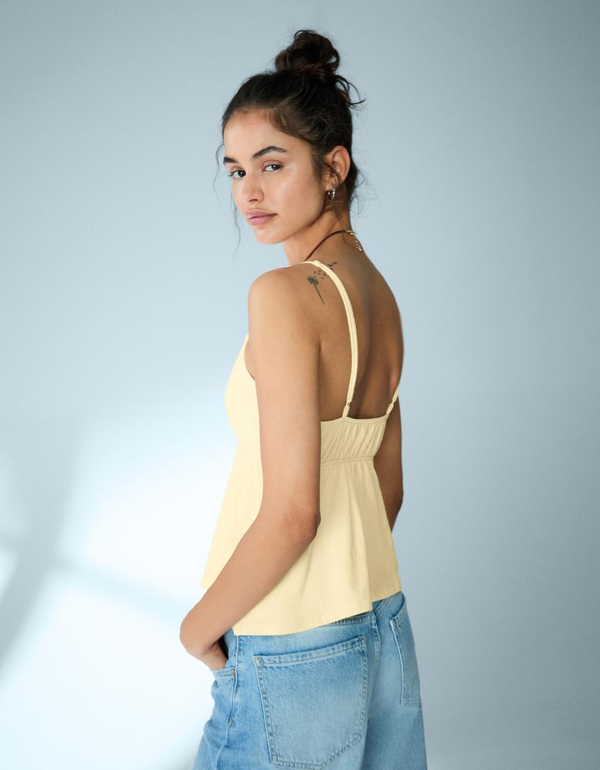 Strappy peplum top-Yellow