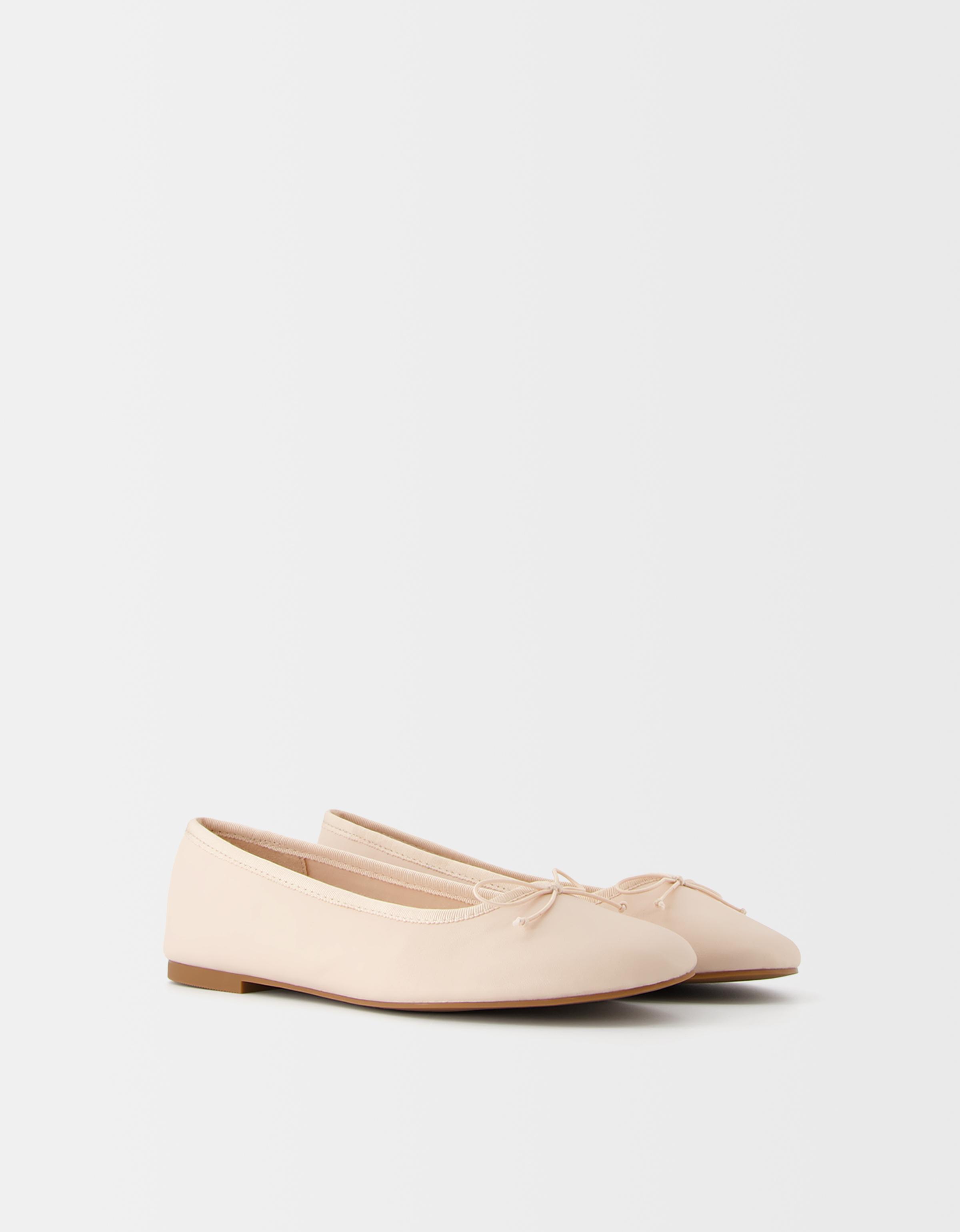 Bershka Ballerina Mit Zierschleife Damen 41 Beige