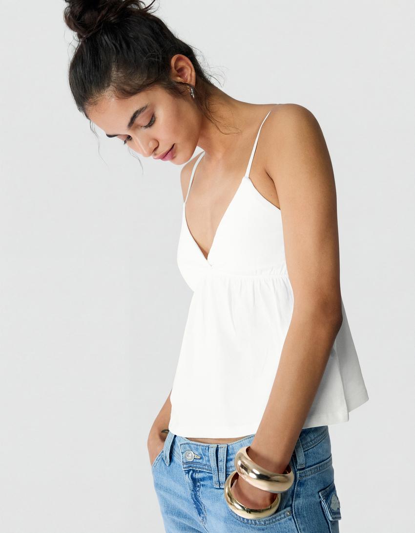 Top tirantes peplum-Blanco