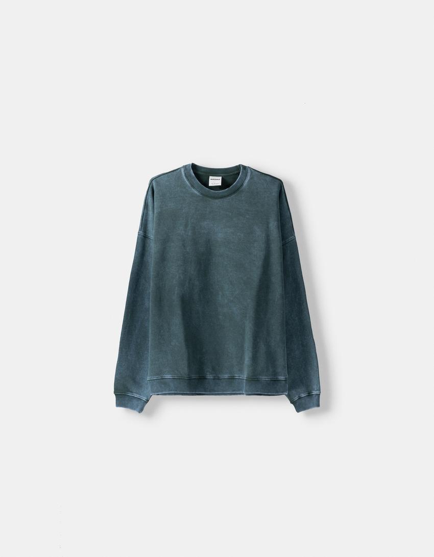 Washed-effect sweatshirt-Green