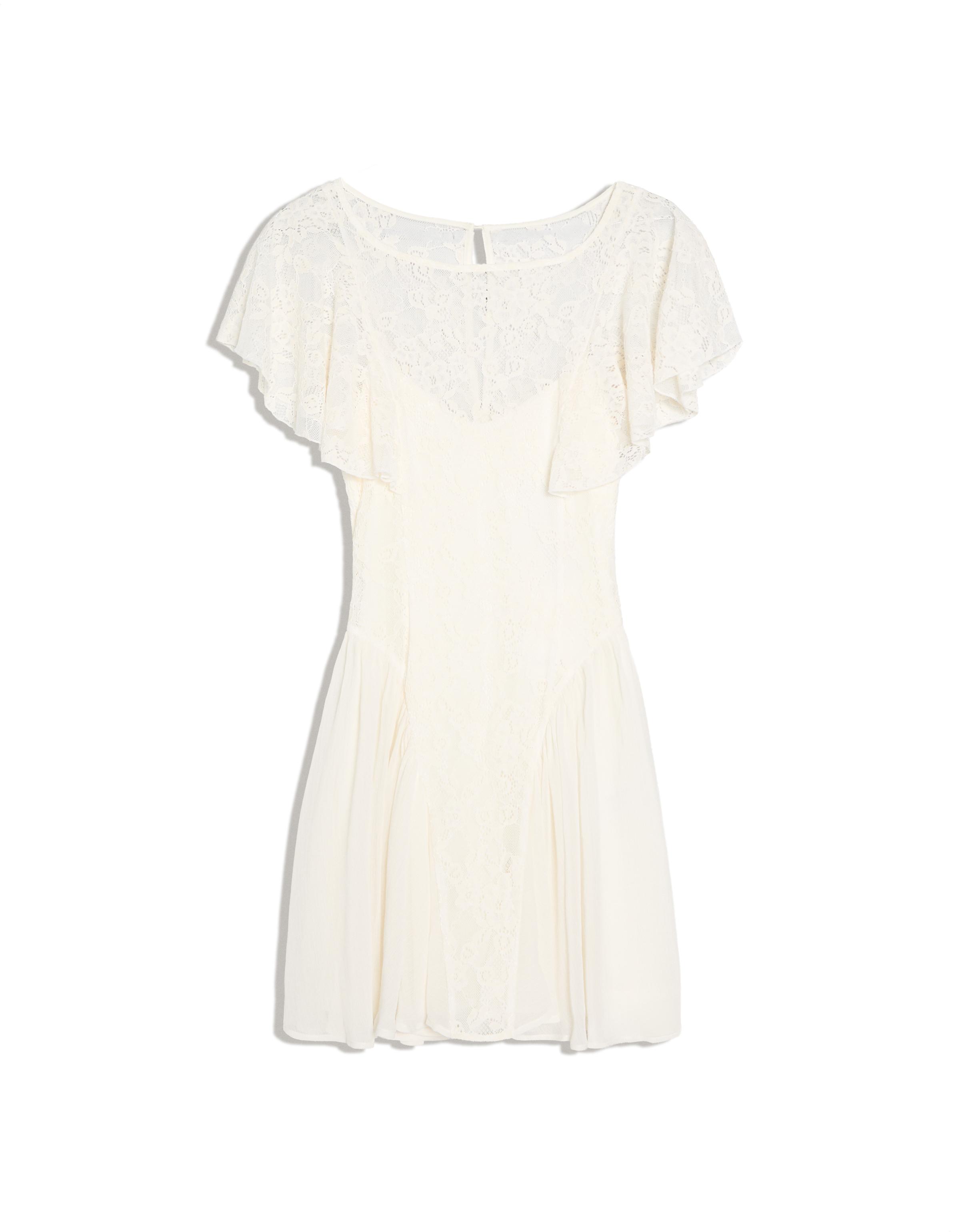 Cape sleeve mini dress — Cream