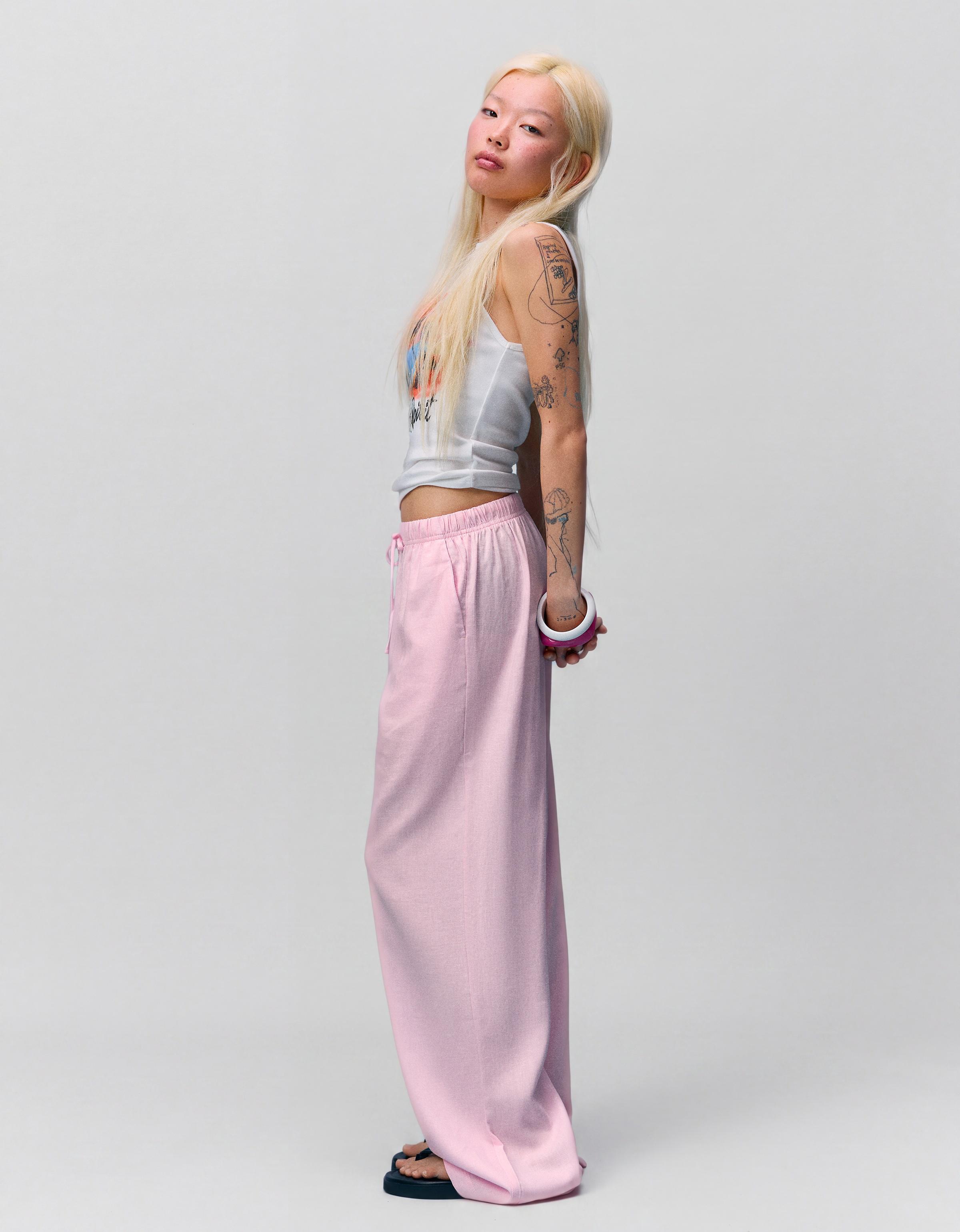 Elasticated waist trousers — Pink