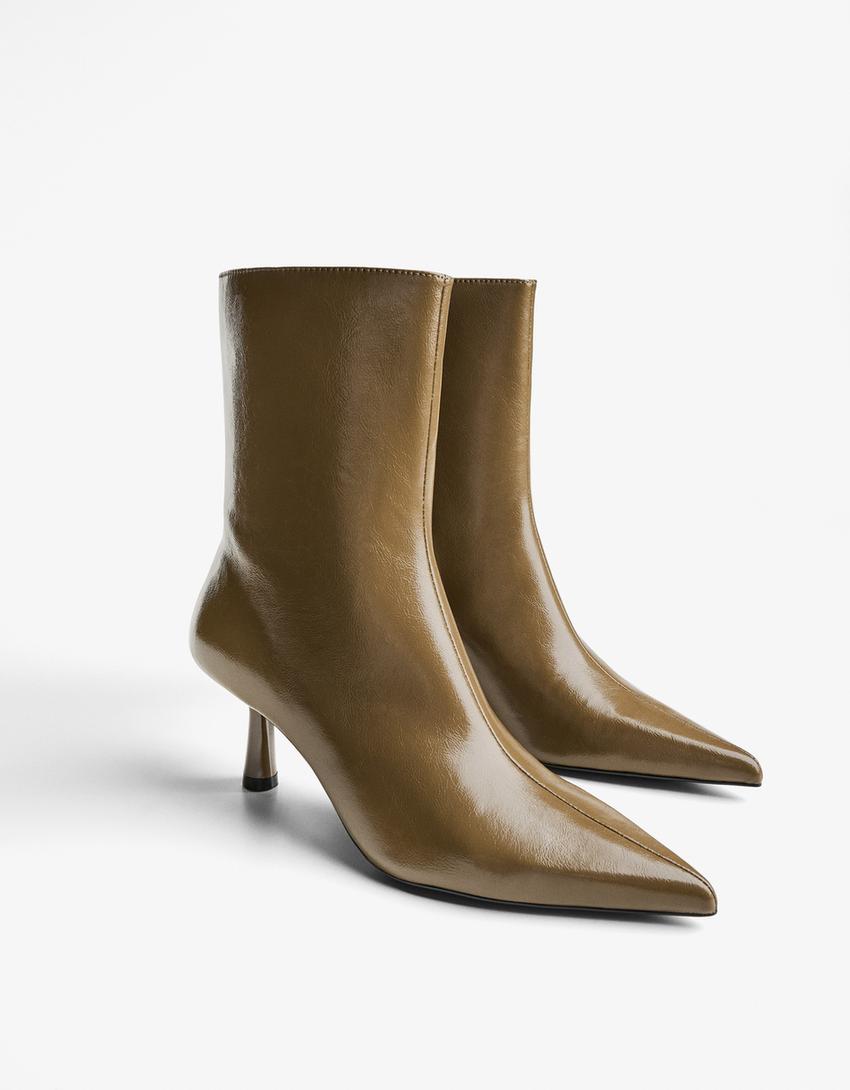 Kitten heel ankle boots-KHAKI