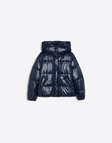 Oversize water repellent hooded quilted jacket — Navy 5
