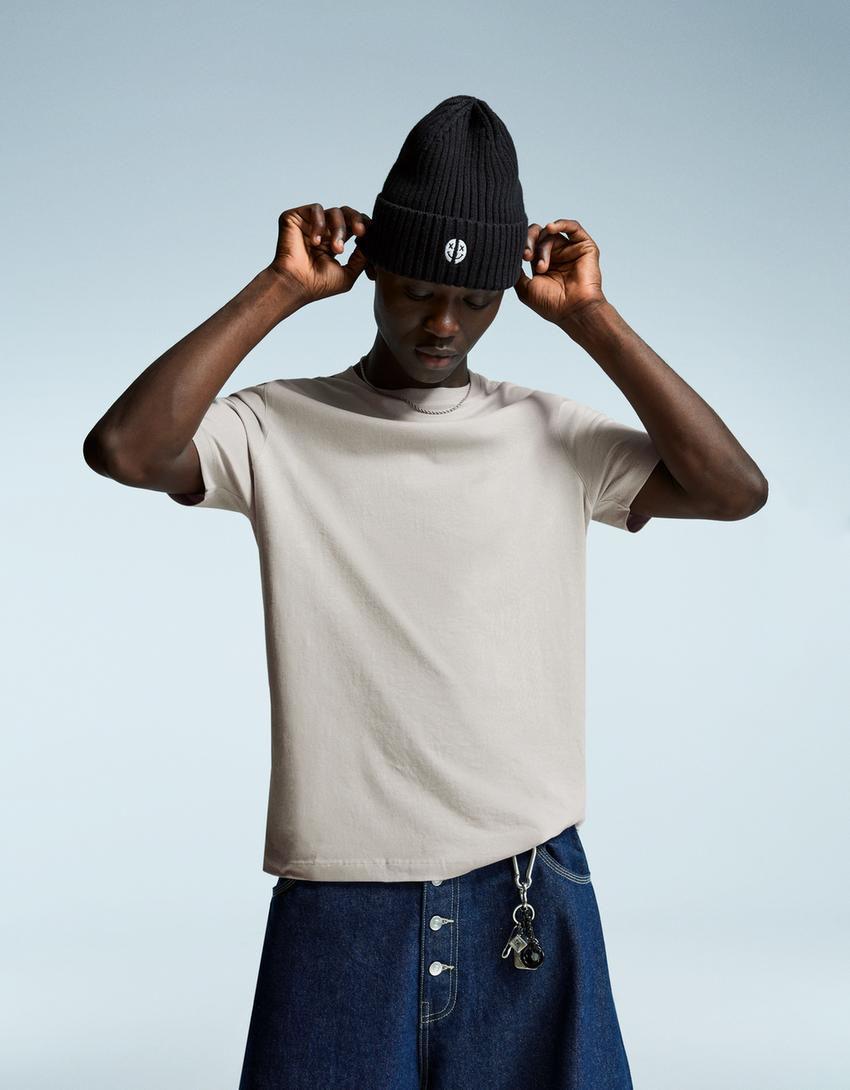Basic short-sleeved T-shirt-Stone-0