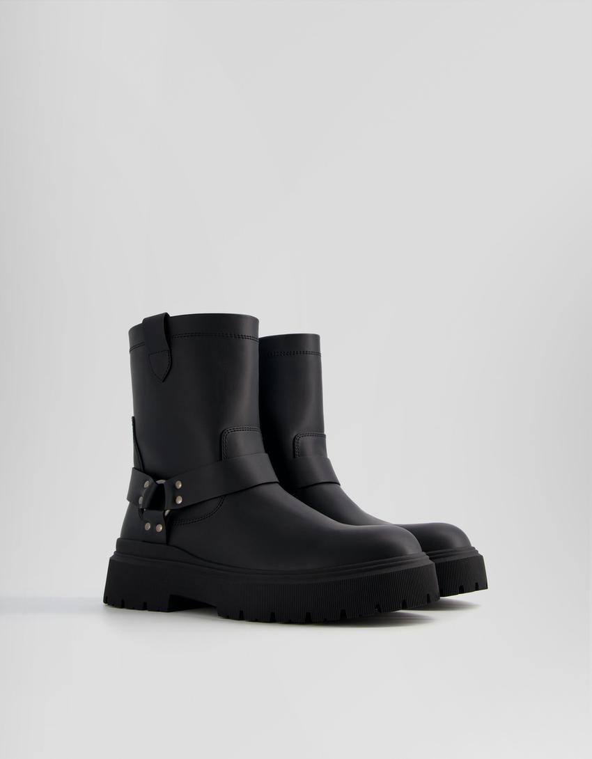 Bottines motard homme-Noir-0