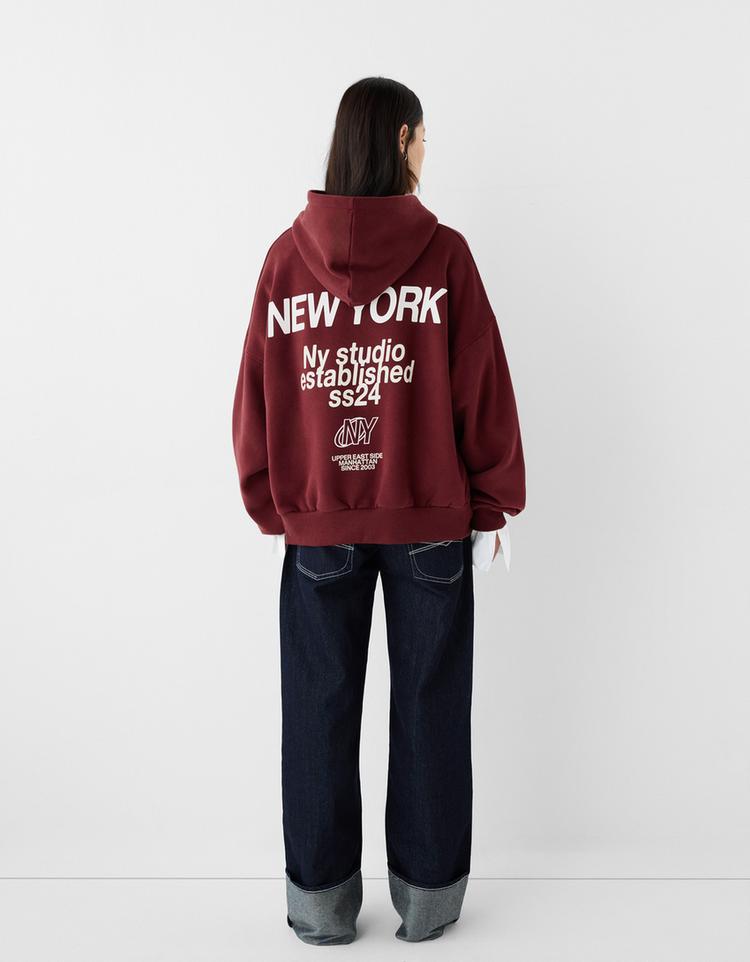 Desenli kapüşonlu sweatshirt