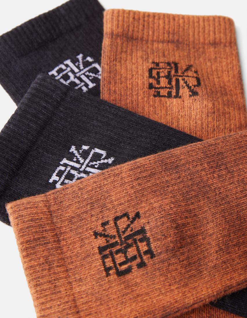 طقم من 2 أزواج من جوارب مطبوعة-أسود-2