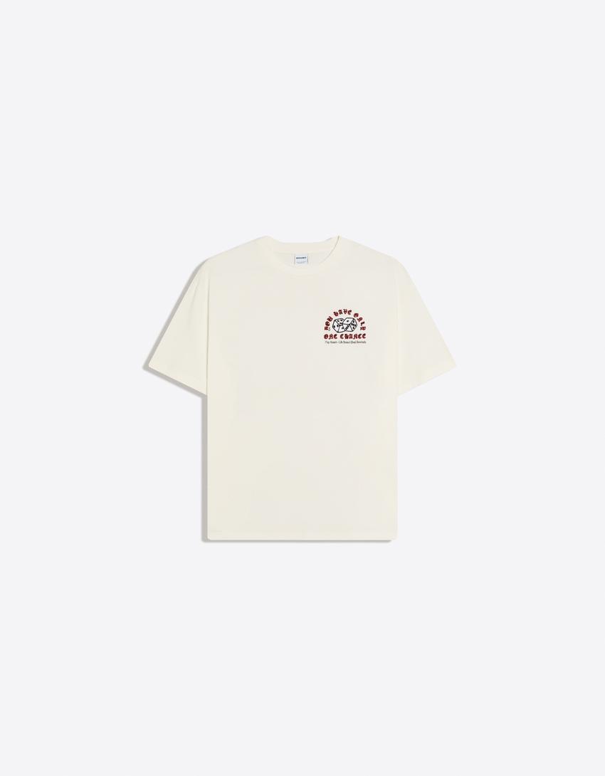 Lyhythihainen printti-t-paita-Valkoinen