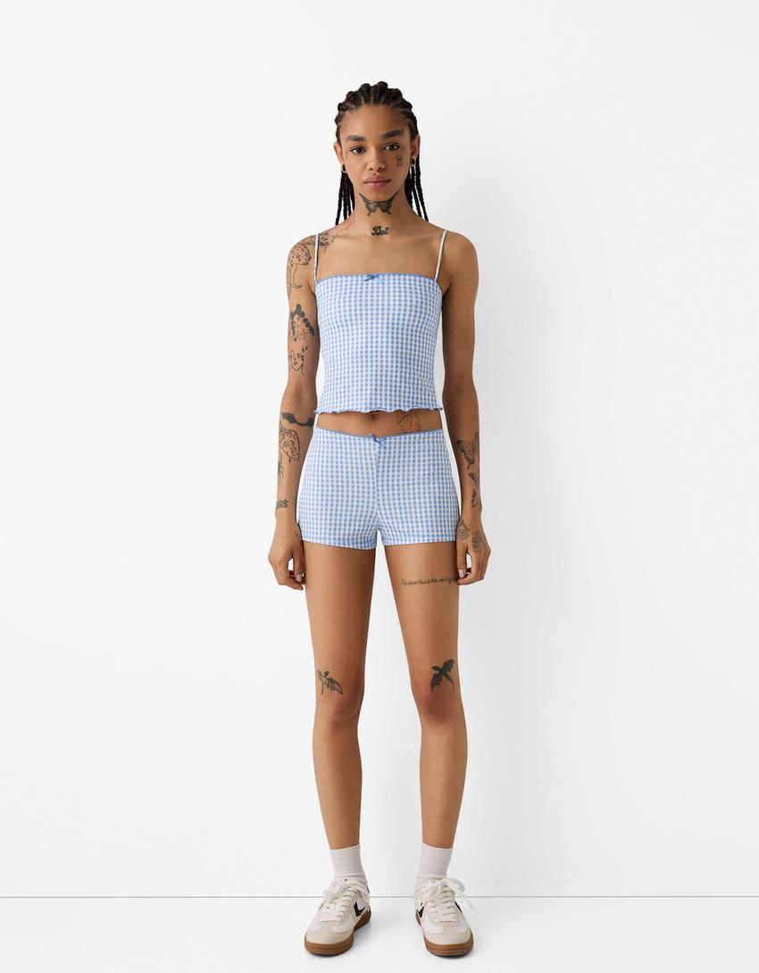 Printed top and shorts set-Light blue-0