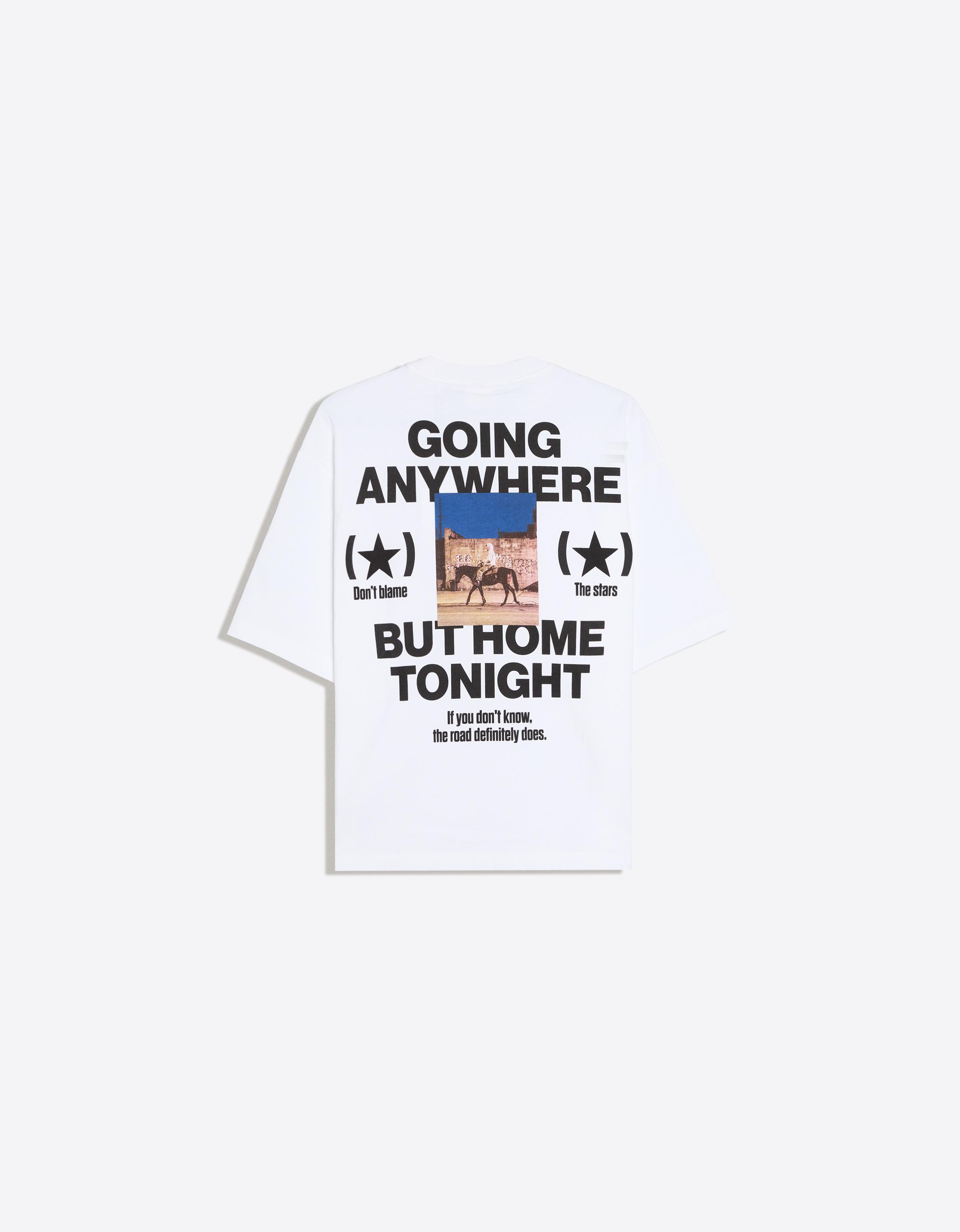 Short sleeve boxy print T-shirt — White