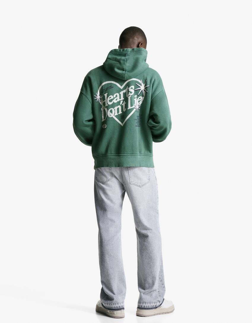 Sweatshirt met print en verwassen effect-Groen-1