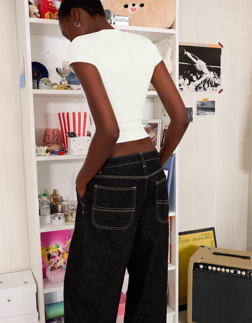 Balloon fit baggy jeans-Dark grey