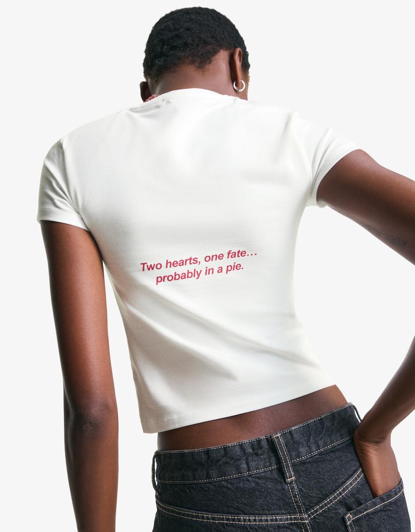 Camiseta manga corta print-Blanco roto