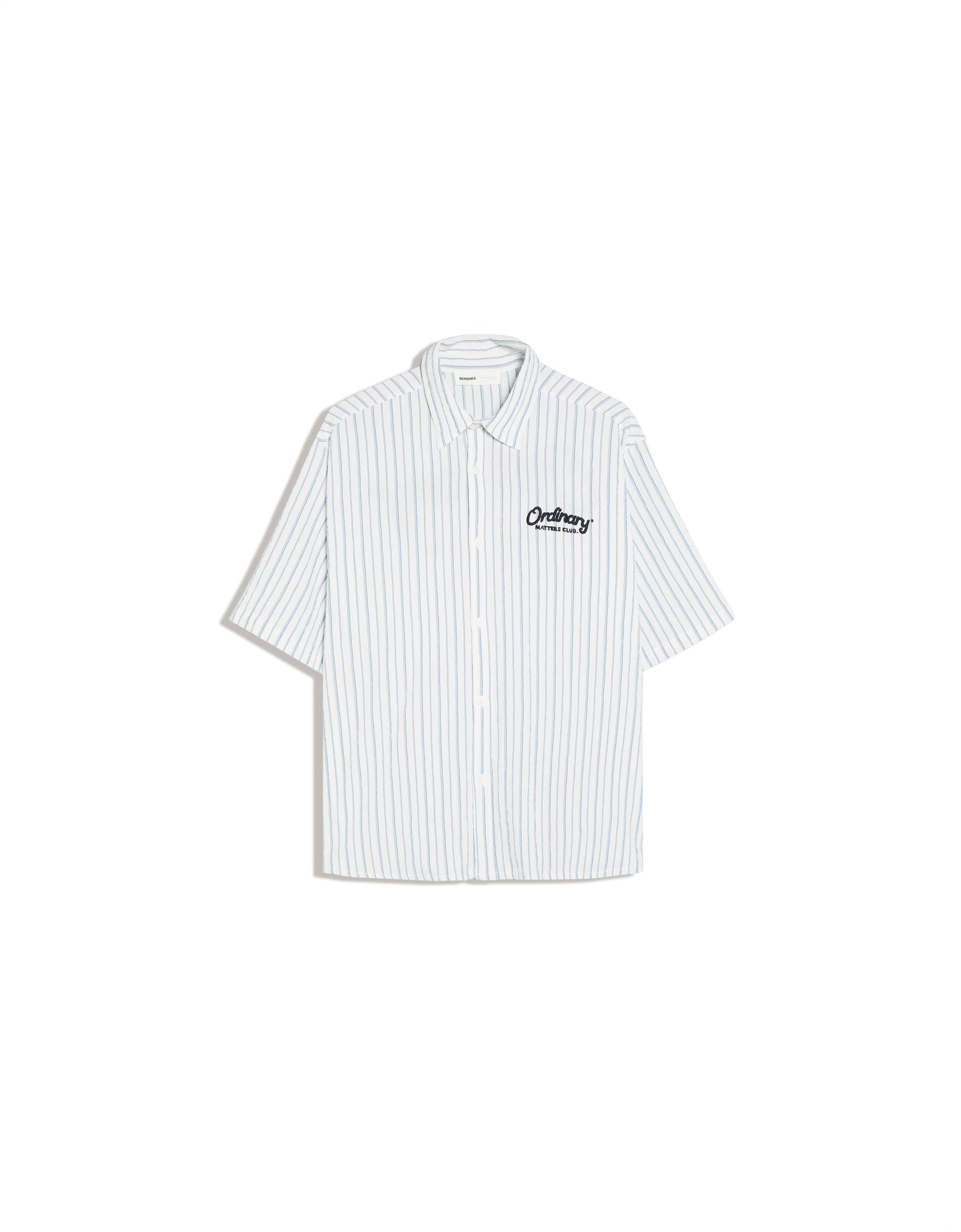 Short sleeve striped print shirt — White