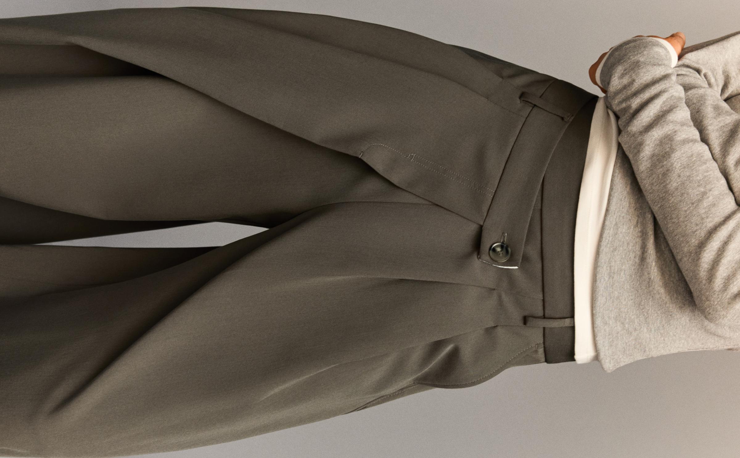 Tailored fit trousers with crossover waist