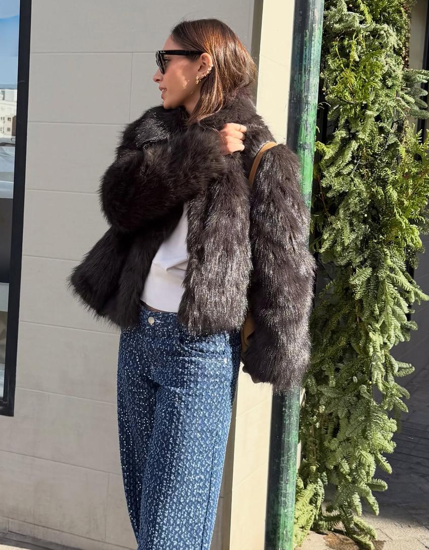 Faux fur jacket-Brown