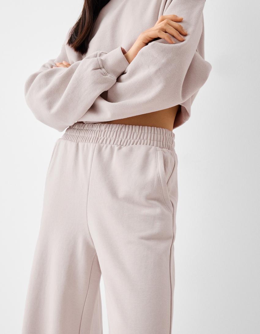 Wide leg plush trousers-Violet-3