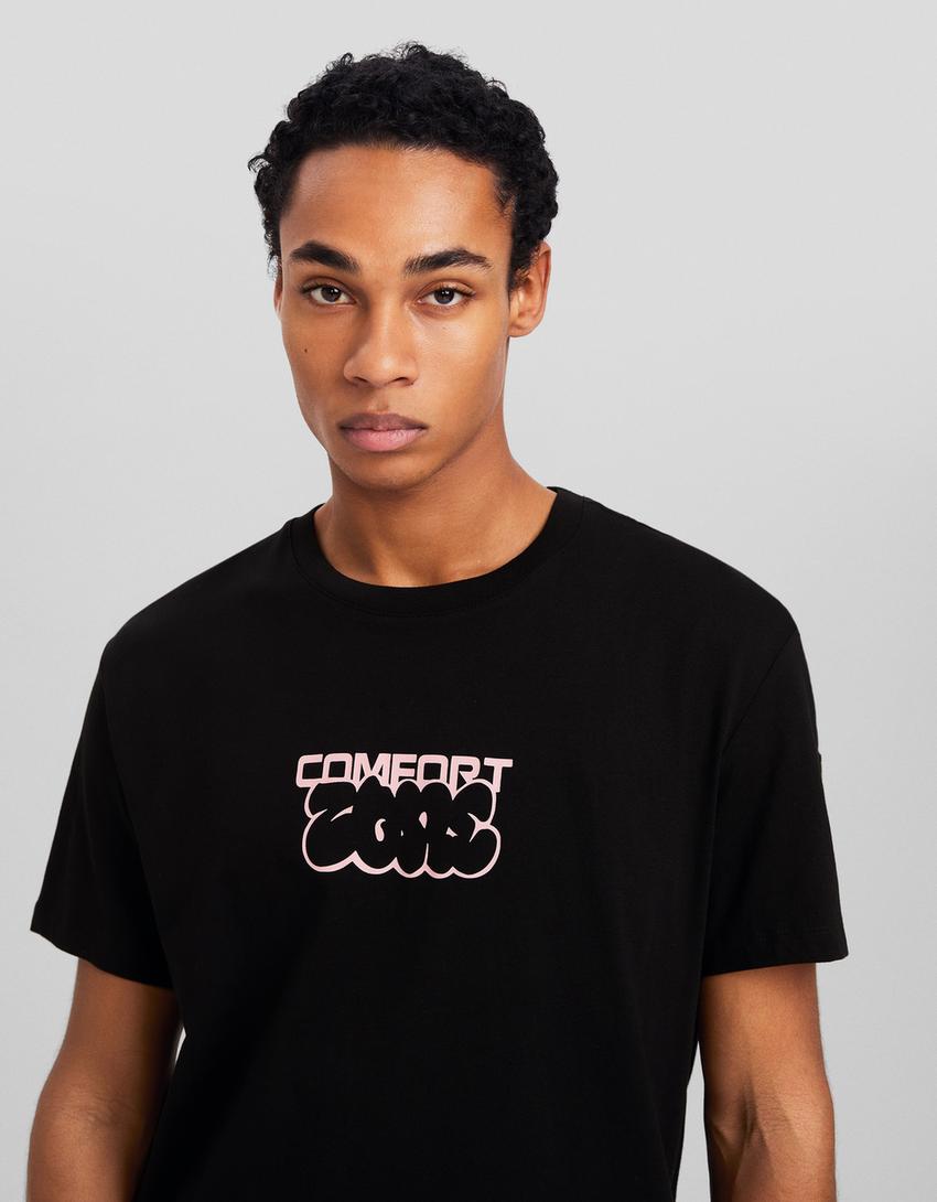 Short sleeve T-shirt with print-Black-2