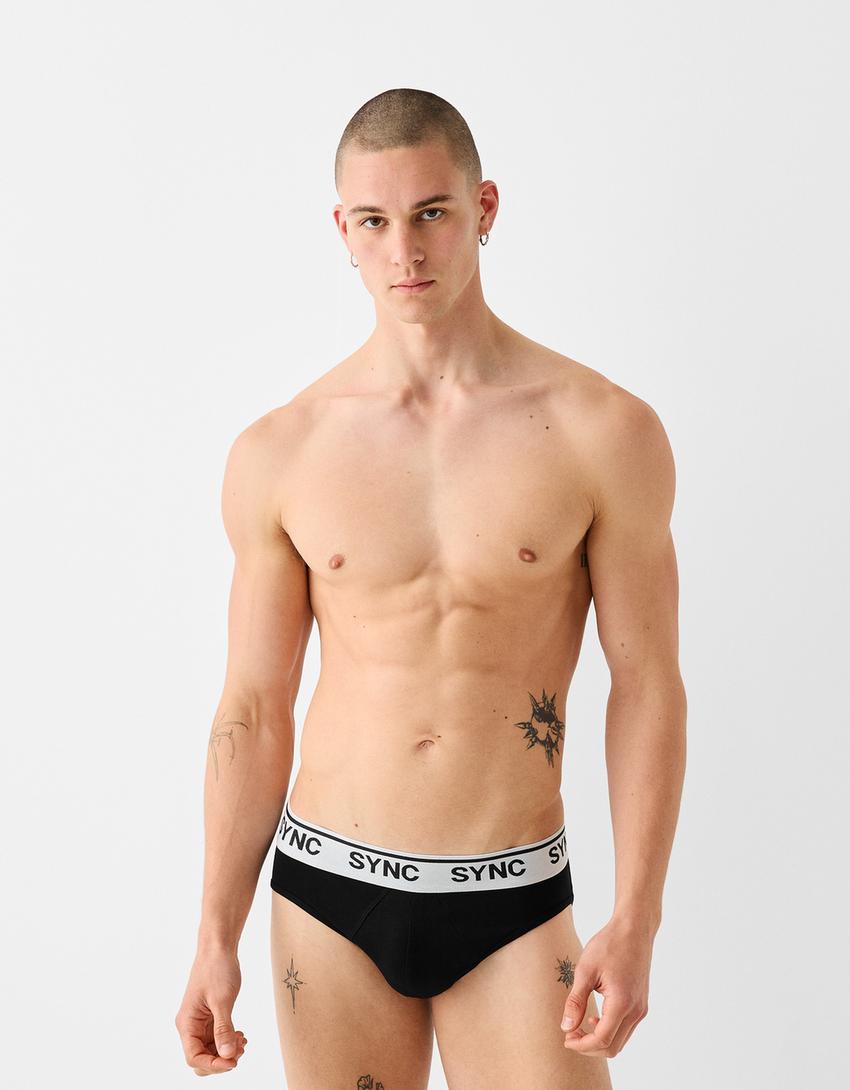 طقم من 3 ازواج بوكسرات بشريط خصر مطبوع-أسود-1