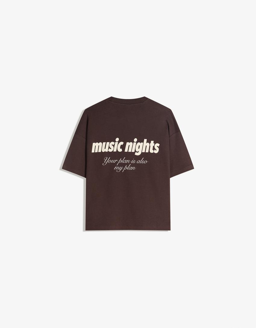 T-shirt à manches courtes imprimé-Marron