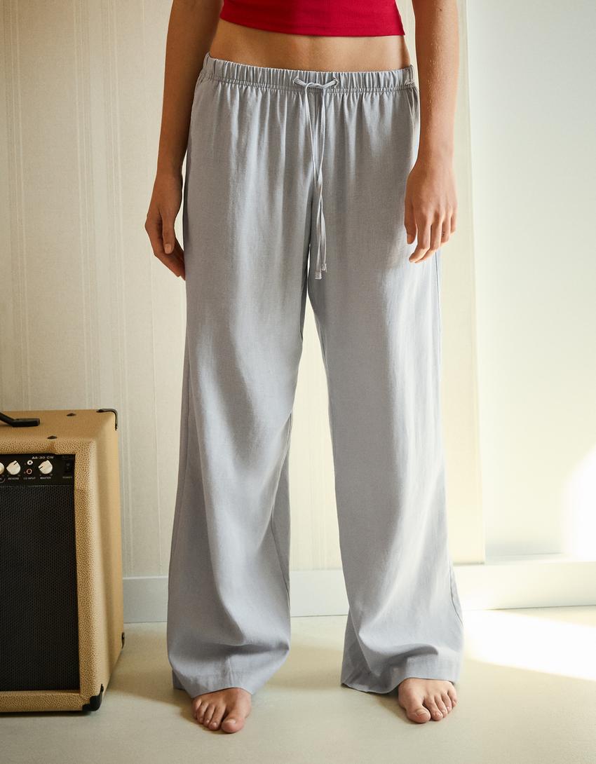 Elastic waist trousers-Grey