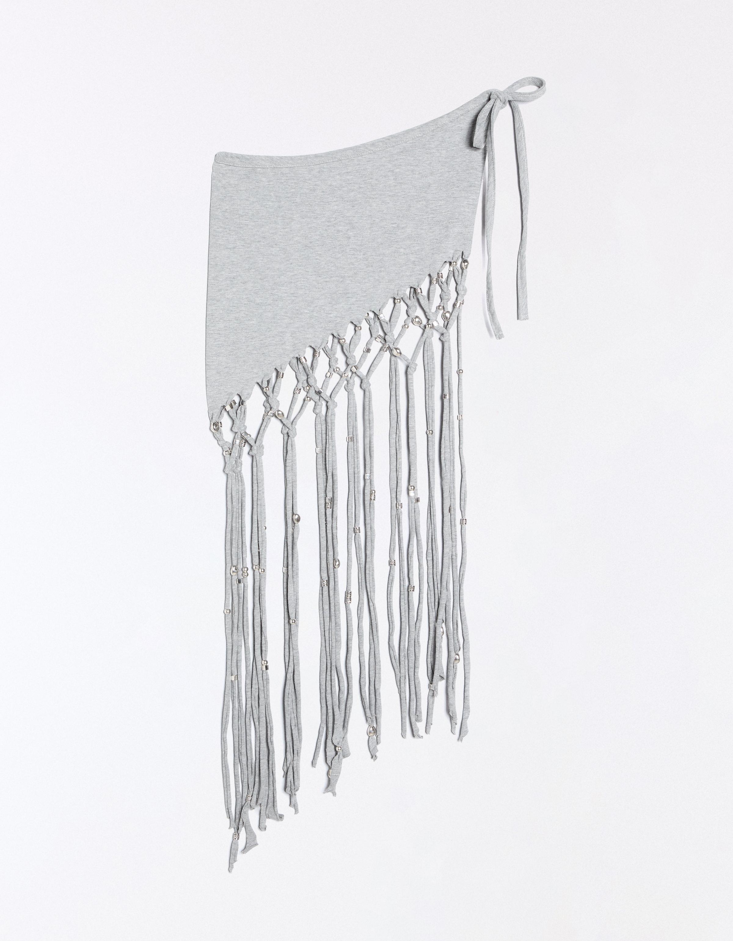 Fringed and beaded overskirt — Grey