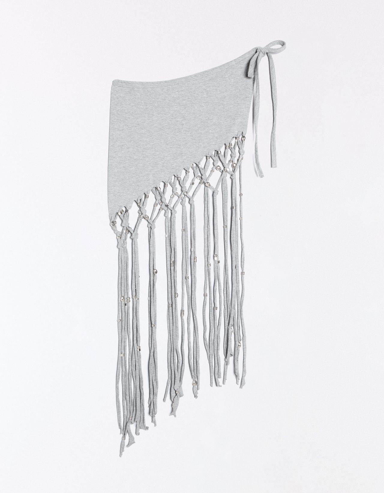 Fringed and beaded overskirt — Grey