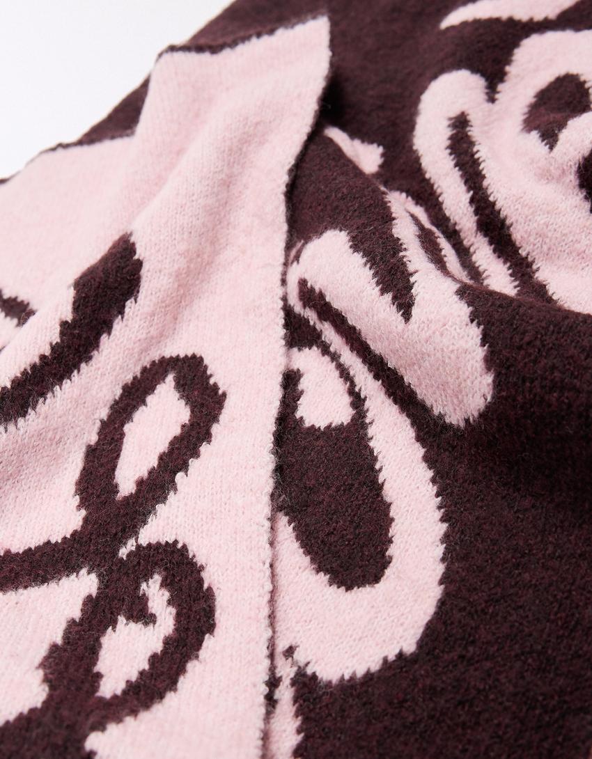 Graphic scarf-Burgundy