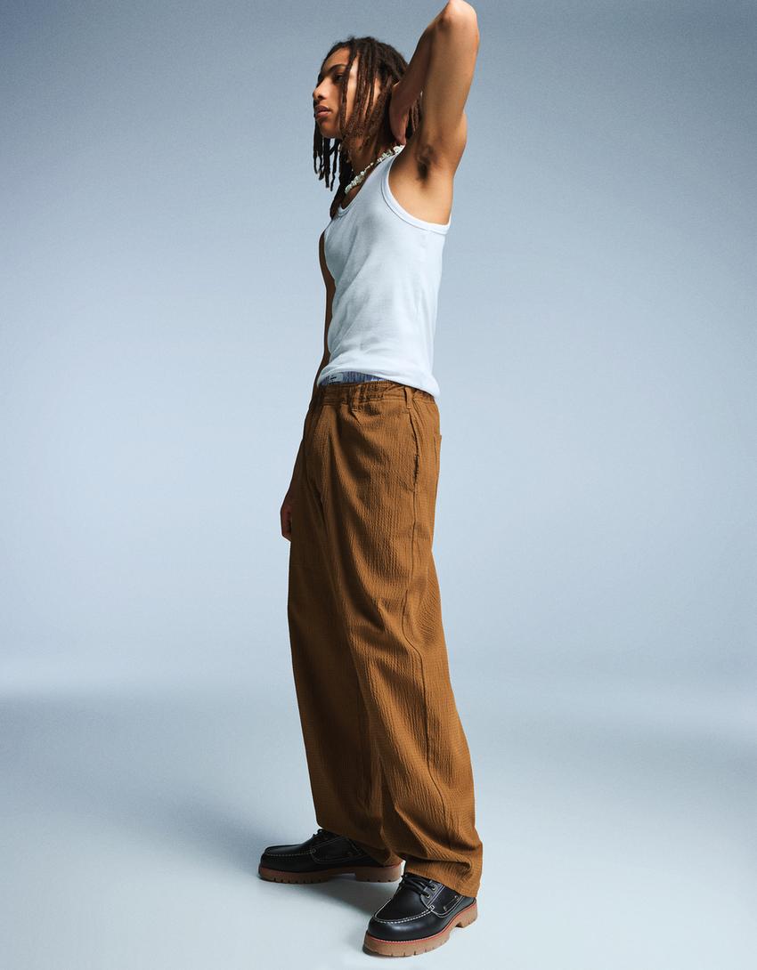 Balloon fit trousers-Brown-3