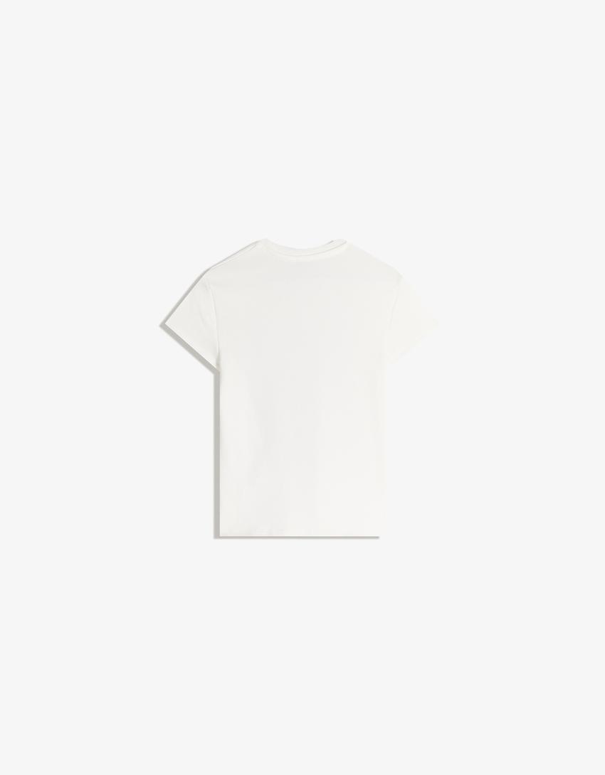 T-shirt à manches courtes imprimé clous-Blanc cassé