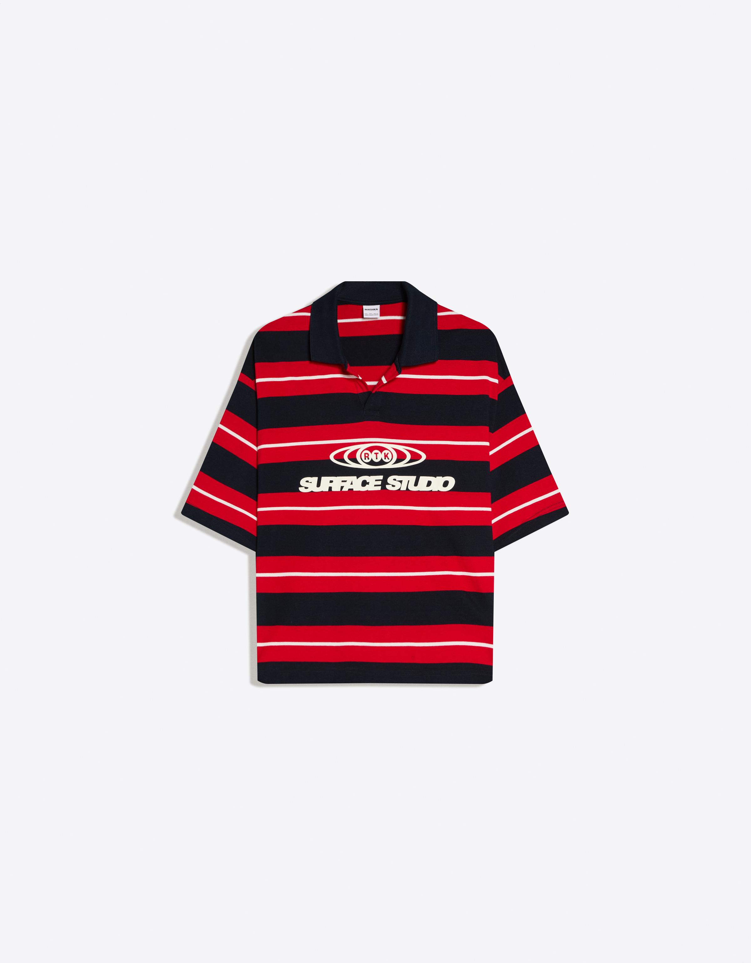 Kısa kollu çizgili işlemeli polo - Görsel 46