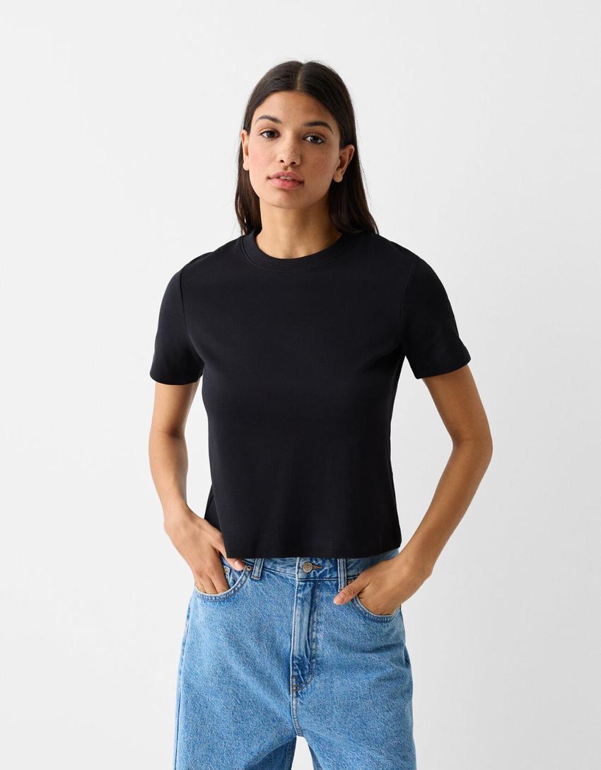 Regular fit short sleeve T-shirt-Black-0