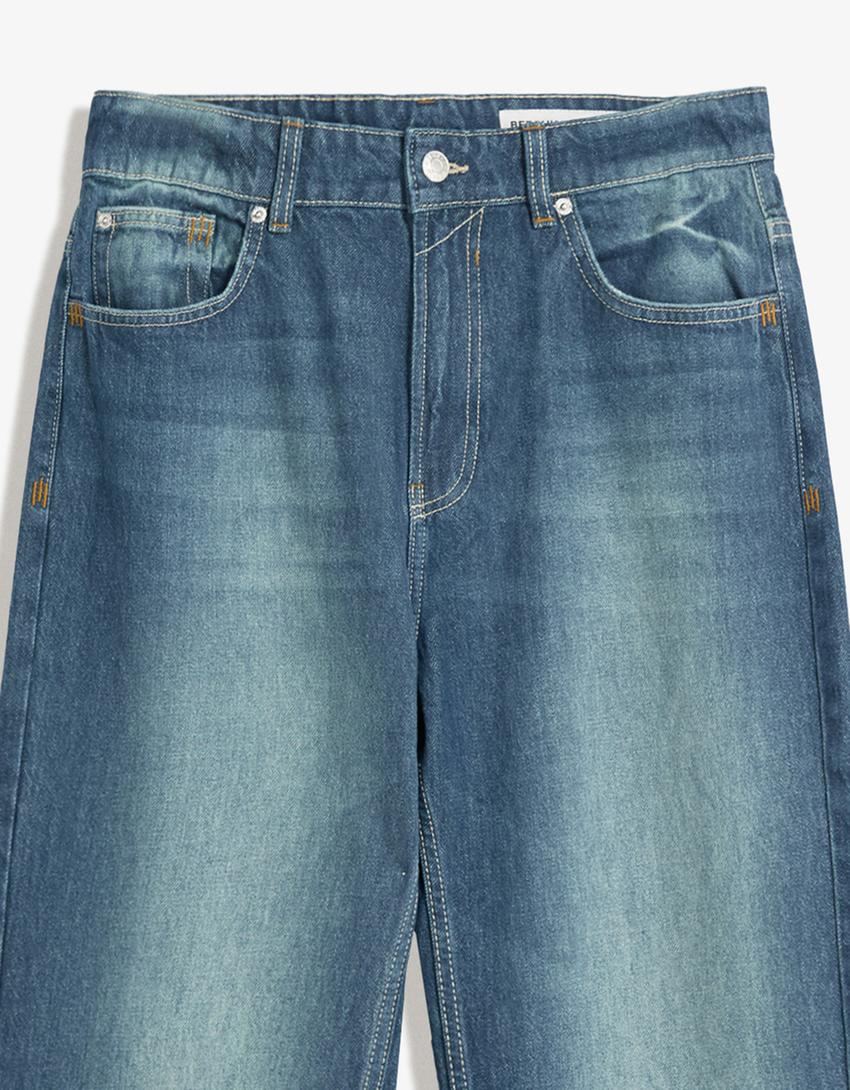 Relax fit straight jeans-Groen