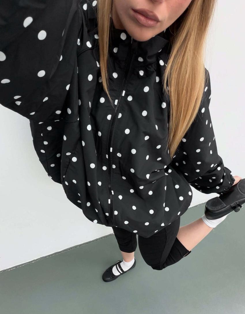 Oversize polka dot jacket-Black