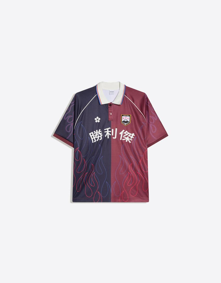 Polo manches courtes imprimé-Noir