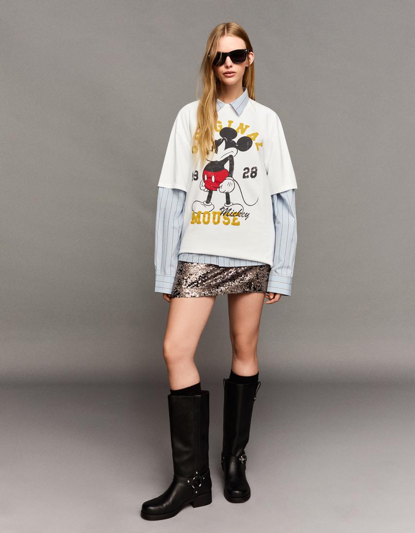Samarreta Mickey Mouse màniga curta estampat-Blanc