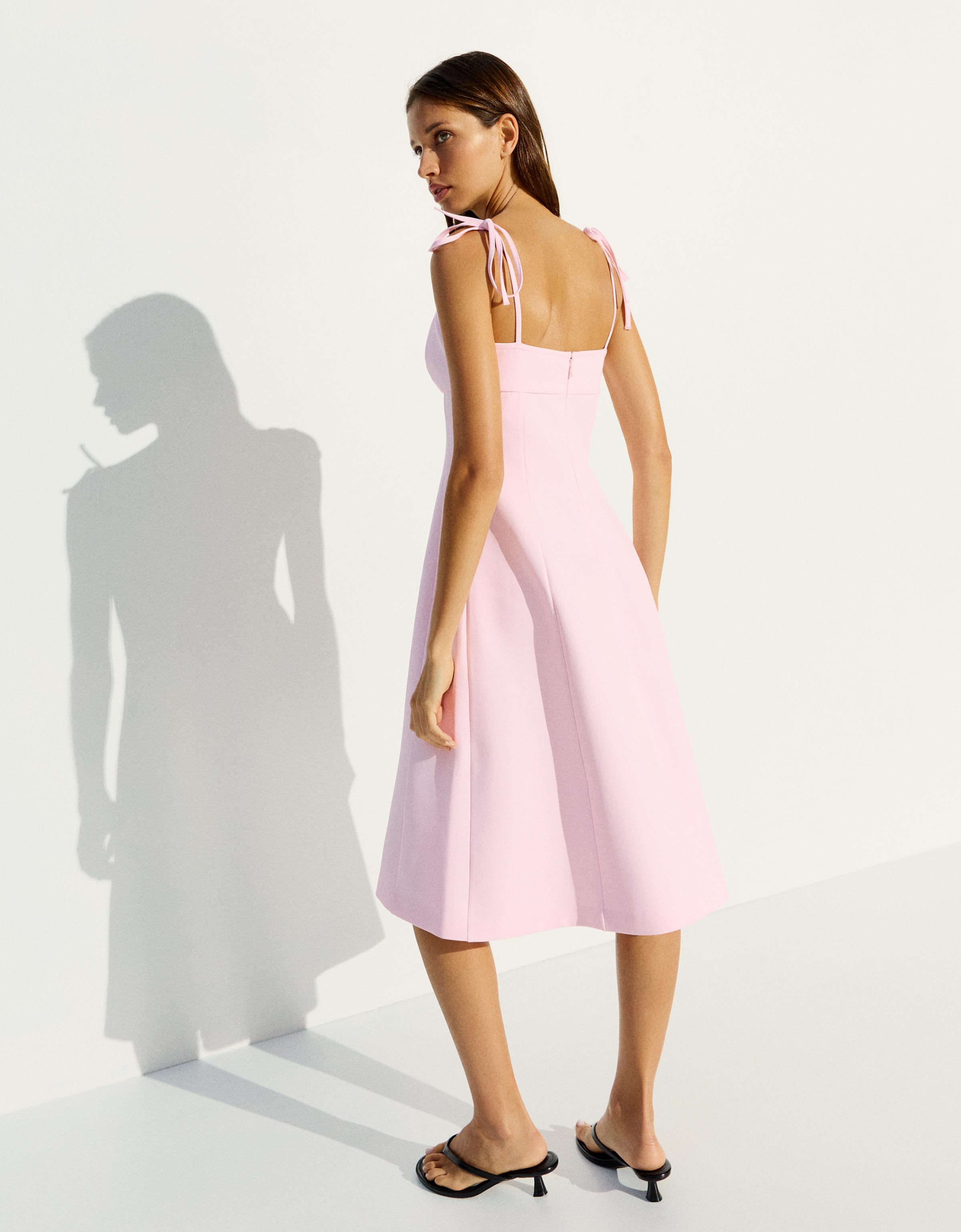 Structured mini dress with bows — Pink