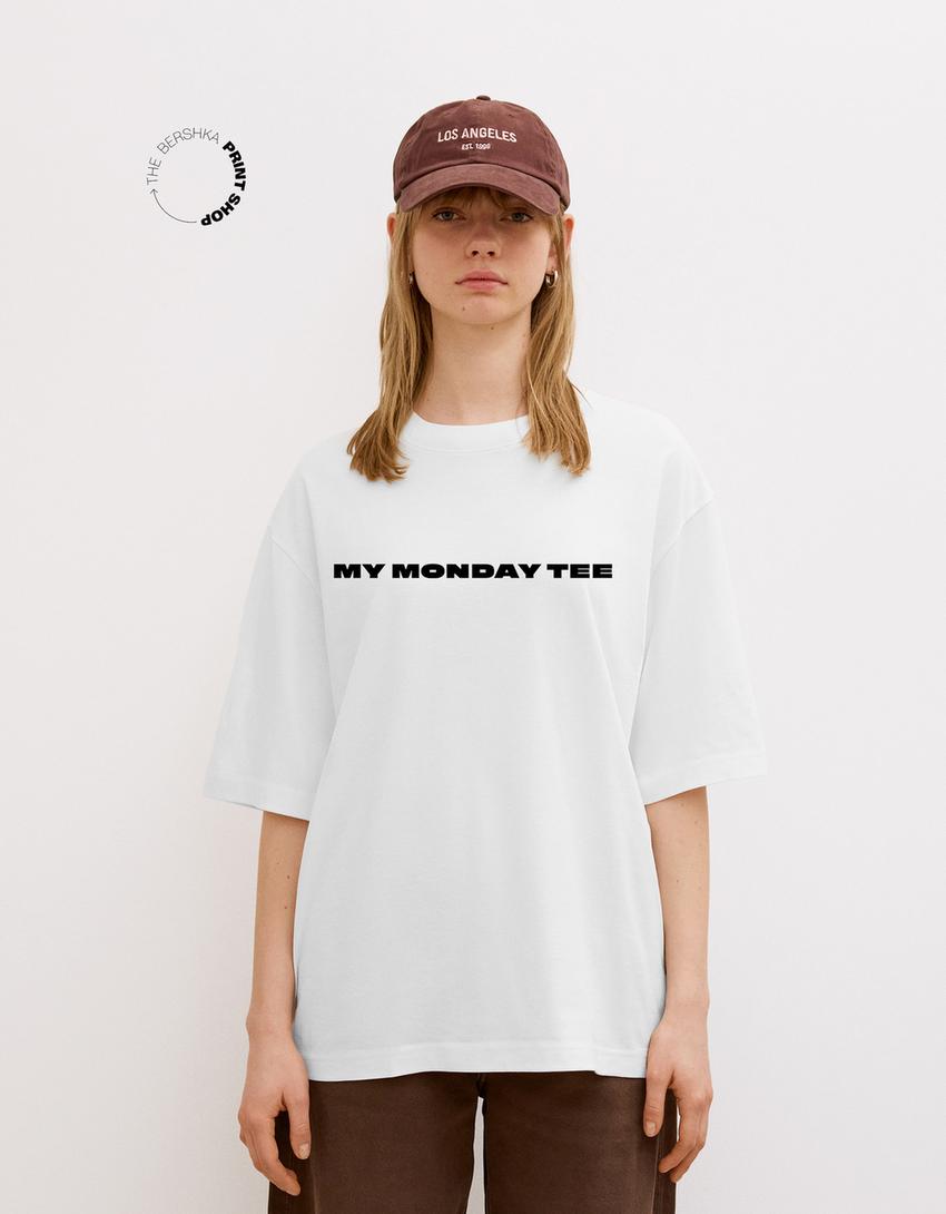 T-shirt manches courtes imprimé-Blanc