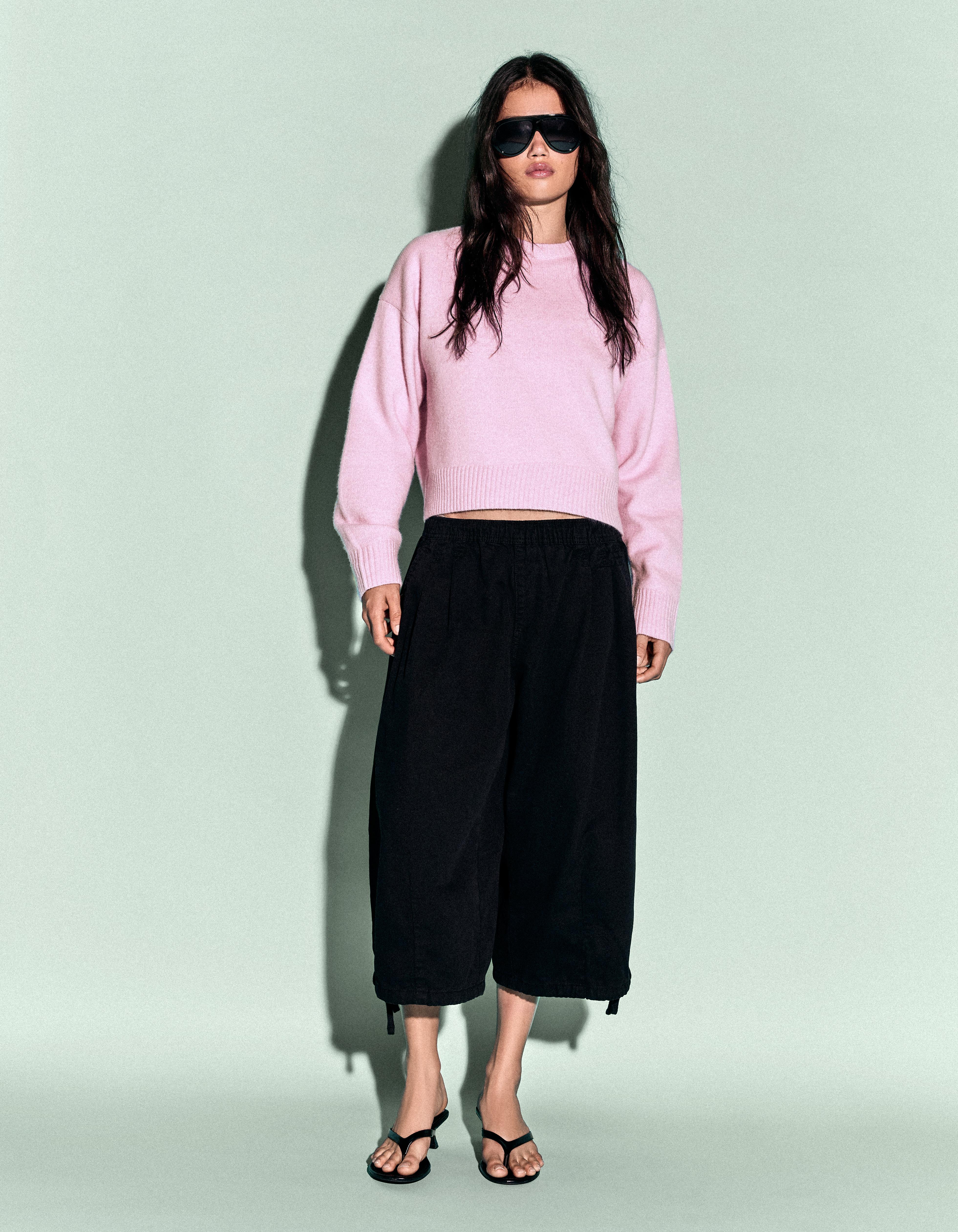 Bershka Jersey Cuello Redondo Mujer L Rosa