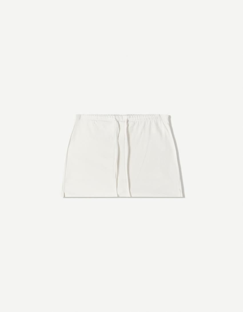 Skort with tied waistband