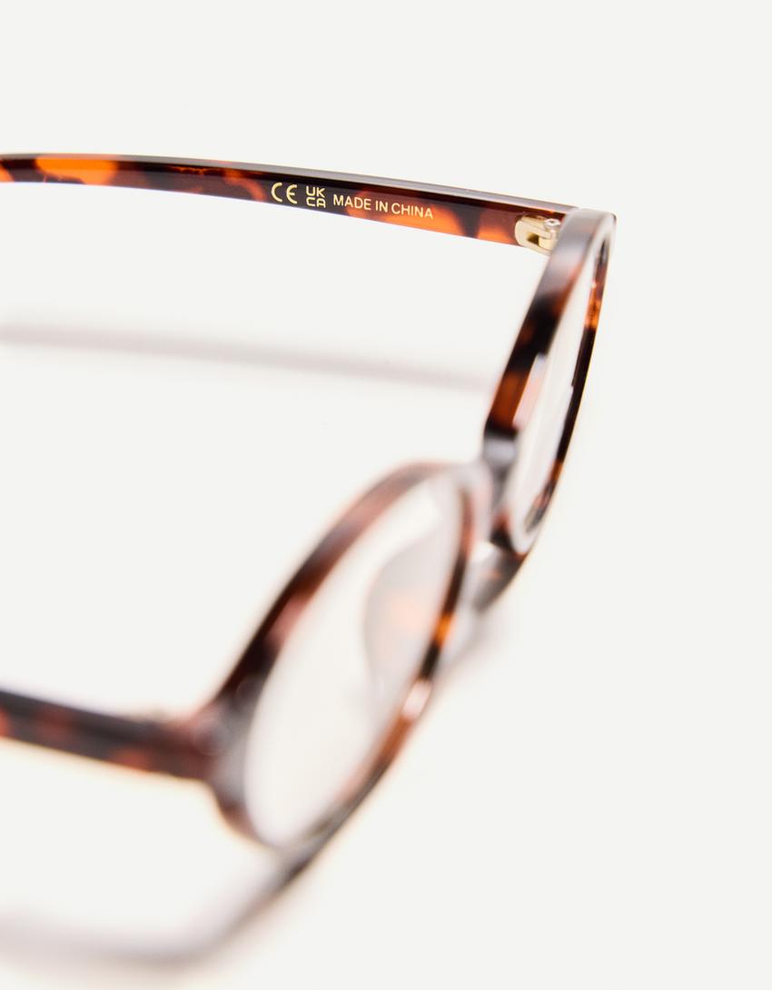 Ovale Brille mit Kunststoffrahmen-Braun