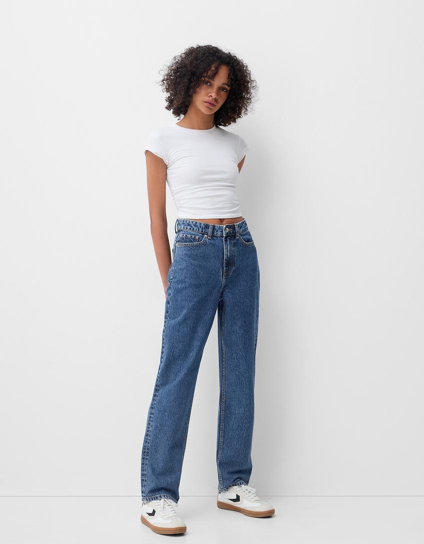 Straight-fit wide-leg jeans BSK Teen Bershka
