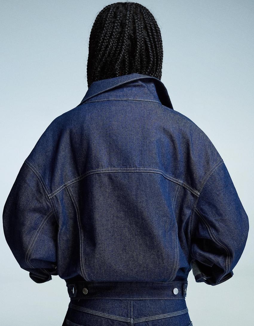 Oversize Jeansjacke-Marinenblau-0