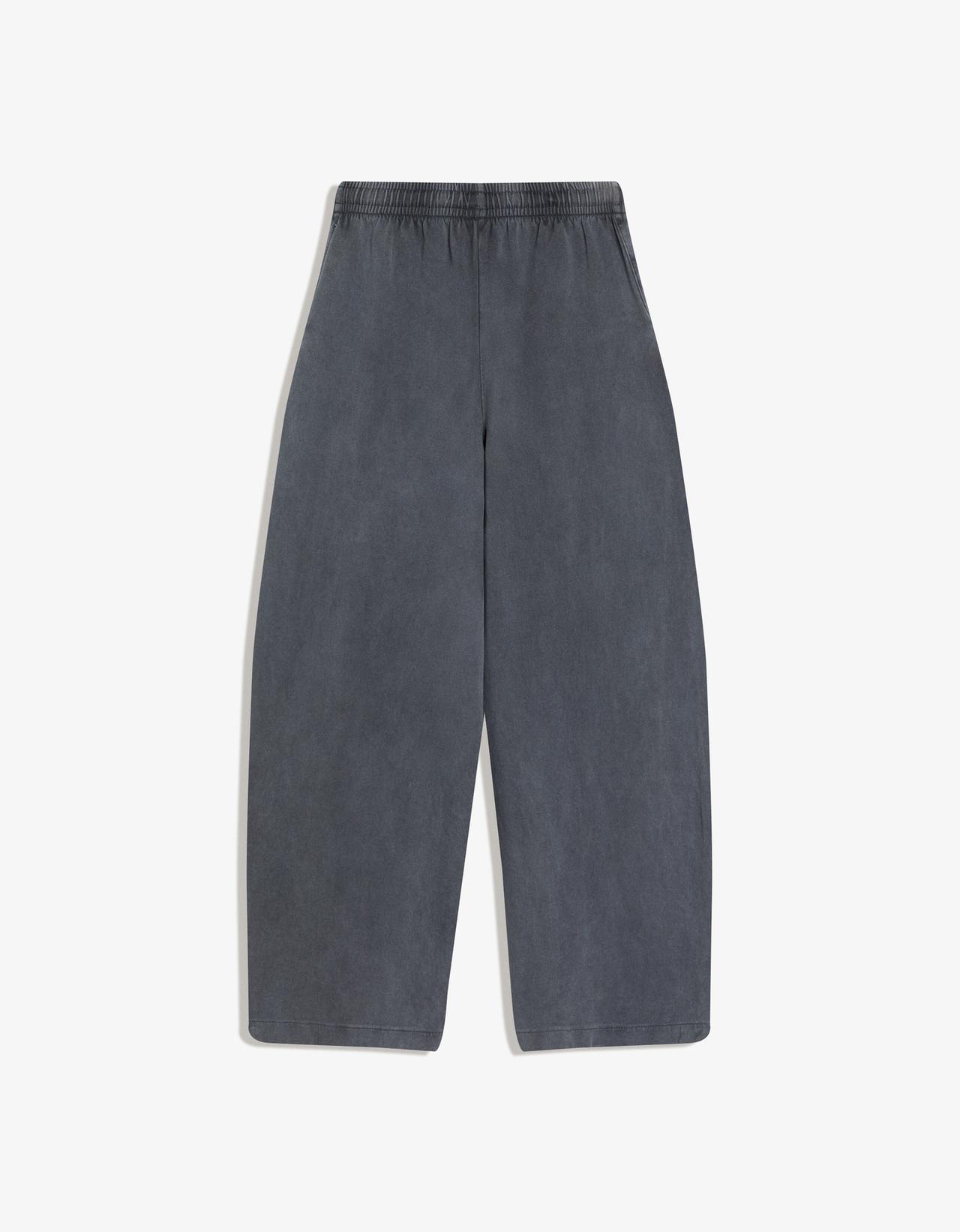 Plush barrel trousers with stoppers — Grey