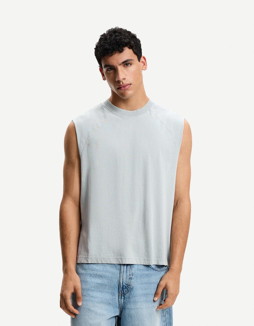 Camiseta sin mangas-Gris