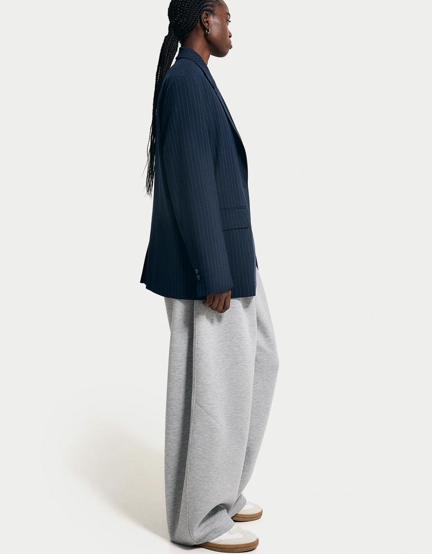 Pantaloni Snoopy wide leg-Grigio-2