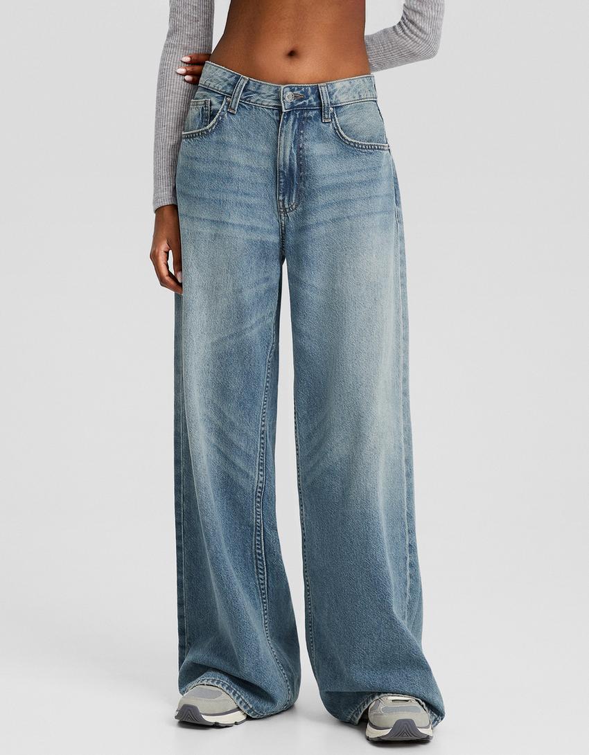 Jean large-Bleu lavé-1