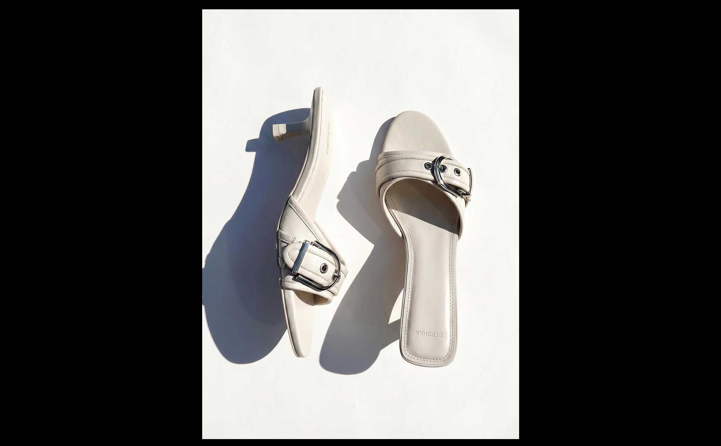 Buckled heeled mules — WHITE